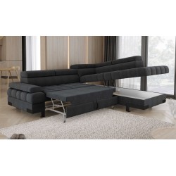 SELVA L Right-Handed Corner Sofa with Sleep Function and AUSTIN 20 Anthracite Storage Compartment VERSAILLES SELVA L Right-Handed Corner Sofa with Sleep Function and AUSTIN 20 Anthracite Storage Compartment VERSAILLES