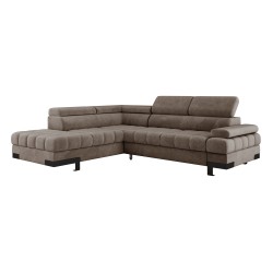 SELVA L Left-Handed Corner Sofa with Sleeping Function and Storage Compartment in SALVADOR 03 Light Brown Colour - VERSAILLES Ed