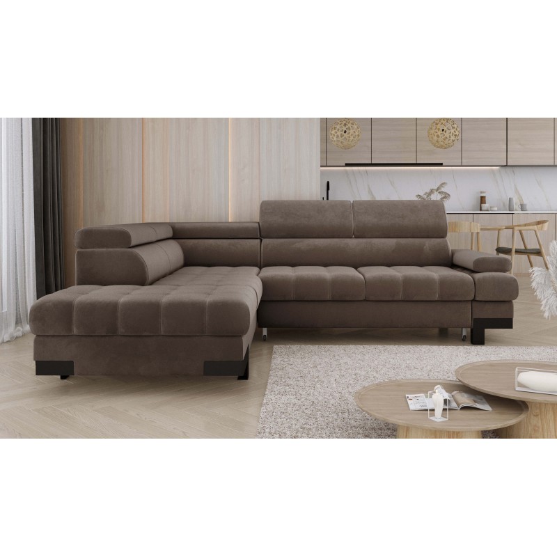 "Vibrancy and Comfort: The SELVA L Left-Handed Corner Sofa in Light Brown" "Vibrancy and Comfort: The SELVA L Left-Handed Corner Sofa in Light Brown"