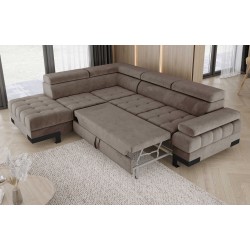 "Vibrancy and Comfort: The SELVA L Left-Handed Corner Sofa in Light Brown" "Vibrancy and Comfort: The SELVA L Left-Handed Corner Sofa in Light Brown"
