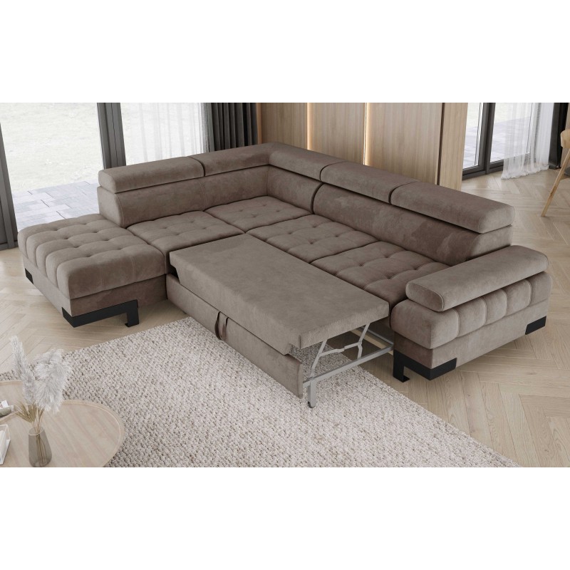 "Vibrancy and Comfort: The SELVA L Left-Handed Corner Sofa in Light Brown" "Vibrancy and Comfort: The SELVA L Left-Handed Corner Sofa in Light Brown"