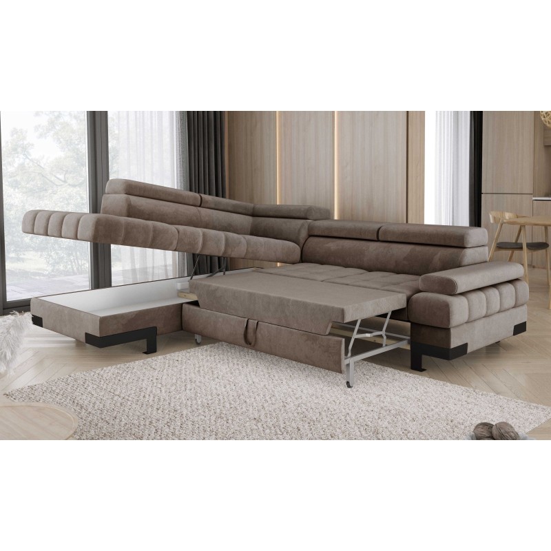 "Vibrancy and Comfort: The SELVA L Left-Handed Corner Sofa in Light Brown" "Vibrancy and Comfort: The SELVA L Left-Handed Corner Sofa in Light Brown"