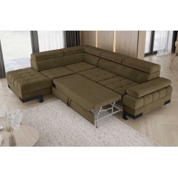 SELVA L Left-hand Corner Sofa with Sleep Function and SALVADOR 10 Olive Storage Compartment WERSAL SELVA L Left-hand Corner Sofa with Sleep Function and SALVADOR 10 Olive Storage Compartment WERSAL