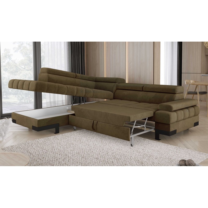 SELVA L Left-hand Corner Sofa with Sleep Function and SALVADOR 10 Olive Storage Compartment WERSAL SELVA L Left-hand Corner Sofa with Sleep Function and SALVADOR 10 Olive Storage Compartment WERSAL