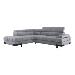 SELVA L Left-Handed Corner Sofa with Sleep Function and Storage in SALVADOR 14 Light Grey by WERSAL