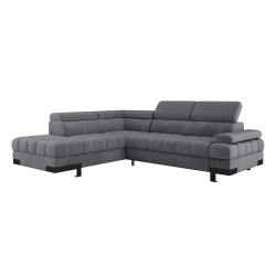 SELVA L Left-Hand Corner Sofa with Sleep Function and SALVADOR 15 Gray Storage Compartment WERSAL