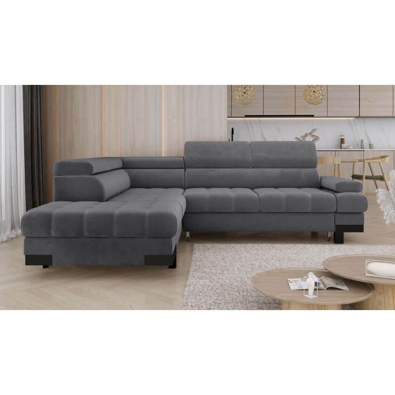 SELVA L Left-Hand Corner Sofa with Sleep Function and SALVADOR 15 Gray Storage Compartment WERSAL SELVA L Left-Hand Corner Sofa with Sleep Function and SALVADOR 15 Gray Storage Compartment WERSAL