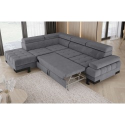 SELVA L Left-Hand Corner Sofa with Sleep Function and SALVADOR 15 Gray Storage Compartment WERSAL SELVA L Left-Hand Corner Sofa with Sleep Function and SALVADOR 15 Gray Storage Compartment WERSAL