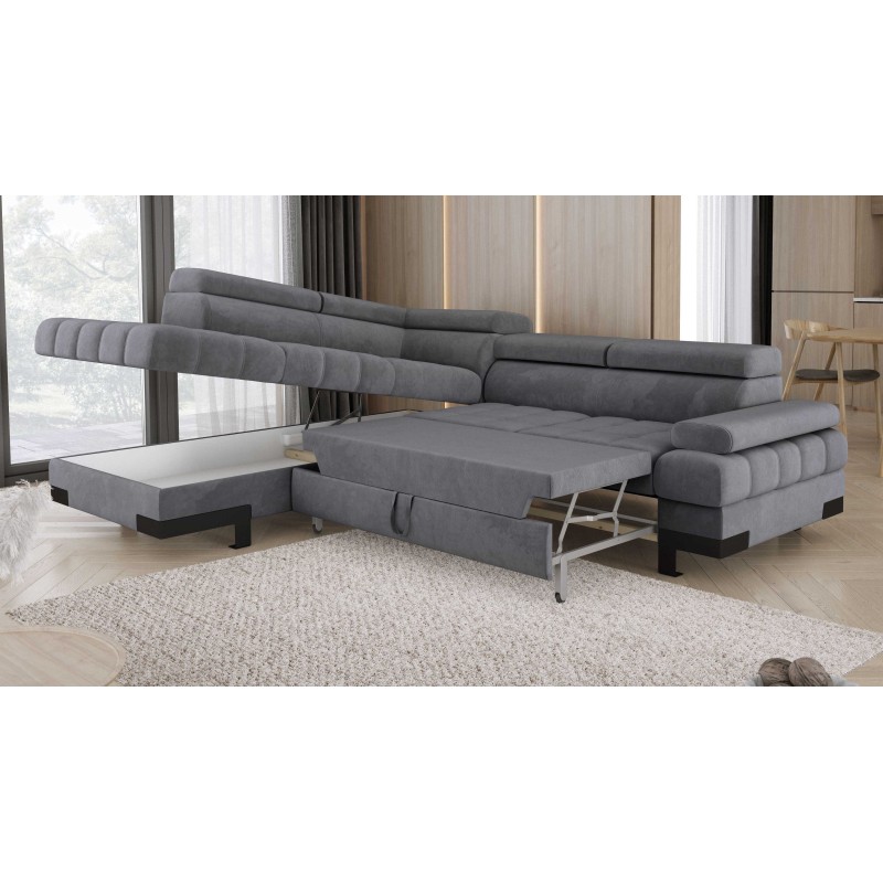 SELVA L Left-Hand Corner Sofa with Sleep Function and SALVADOR 15 Gray Storage Compartment WERSAL SELVA L Left-Hand Corner Sofa with Sleep Function and SALVADOR 15 Gray Storage Compartment WERSAL
