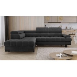 SELVA L Left-hand Corner Sofa with Sleep Function and SALVADOR 16 Dark Grey Storage Compartment VERSAILLES SELVA L Left-hand Corner Sofa with Sleep Function and SALVADOR 16 Dark Grey Storage Compartment VERSAILLES