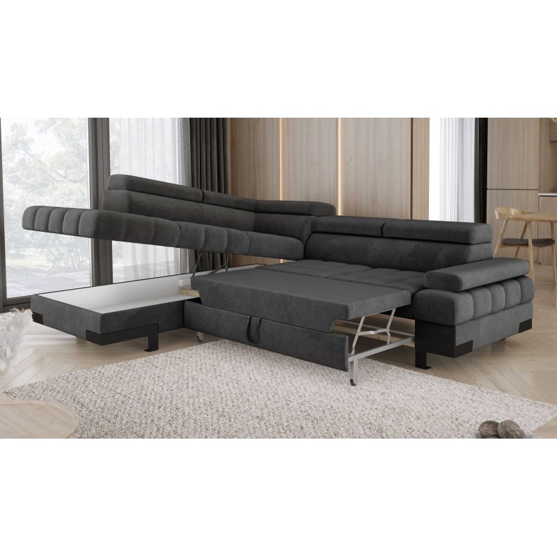 SELVA L Left-hand Corner Sofa with Sleep Function and SALVADOR 16 Dark Grey Storage Compartment VERSAILLES SELVA L Left-hand Corner Sofa with Sleep Function and SALVADOR 16 Dark Grey Storage Compartment VERSAILLES