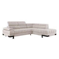 SELVA L Right-Hand Corner Sofa with Sleeper Function and SALVADOR 01 Beige Storage Compartment by WERSAL