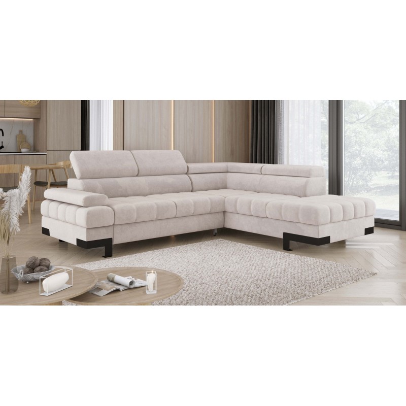 SELVA L Right-Hand Corner Sofa with Sleeper Function and SALVADOR 01 Beige Storage Compartment SELVA L Right-Hand Corner Sofa with Sleeper Function and SALVADOR 01 Beige Storage Compartment