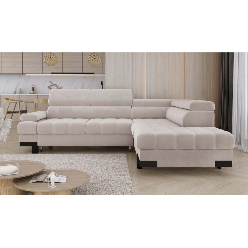 SELVA L Right-Hand Corner Sofa with Sleeper Function and SALVADOR 01 Beige Storage Compartment SELVA L Right-Hand Corner Sofa with Sleeper Function and SALVADOR 01 Beige Storage Compartment