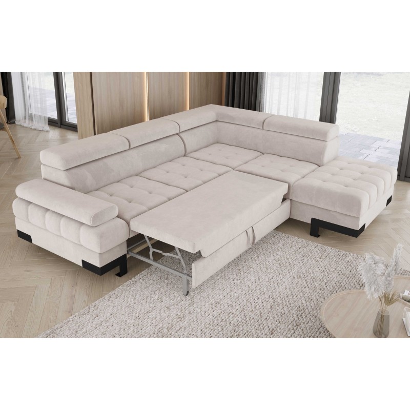 SELVA L Right-Hand Corner Sofa with Sleeper Function and SALVADOR 01 Beige Storage Compartment SELVA L Right-Hand Corner Sofa with Sleeper Function and SALVADOR 01 Beige Storage Compartment