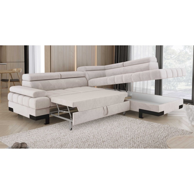 SELVA L Right-Hand Corner Sofa with Sleeper Function and SALVADOR 01 Beige Storage Compartment SELVA L Right-Hand Corner Sofa with Sleeper Function and SALVADOR 01 Beige Storage Compartment