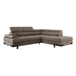 SELVA L Right-Hand Corner Sofa with Sleep Function and SALVADOR 03 Light Brown Storage Compartment - VERSAILLES Edition