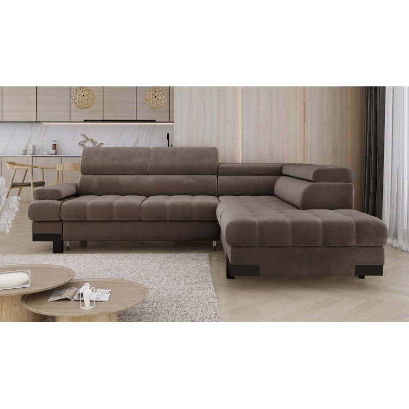 SELVA L Right-Hand Corner Sofa with Sleep Function and SALVADOR 03 Light Brown Storage Compartment - VERSAILLES Edition SELVA L Right-Hand Corner Sofa with Sleep Function and SALVADOR 03 Light Brown Storage Compartment - VERSAILLES Edition