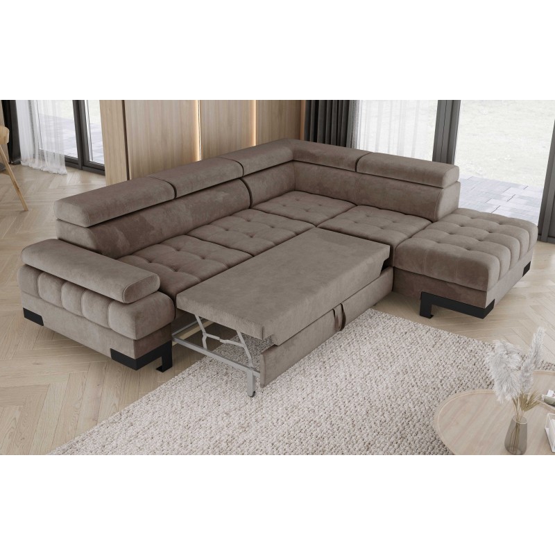 SELVA L Right-Hand Corner Sofa with Sleep Function and SALVADOR 03 Light Brown Storage Compartment - VERSAILLES Edition SELVA L Right-Hand Corner Sofa with Sleep Function and SALVADOR 03 Light Brown Storage Compartment - VERSAILLES Edition