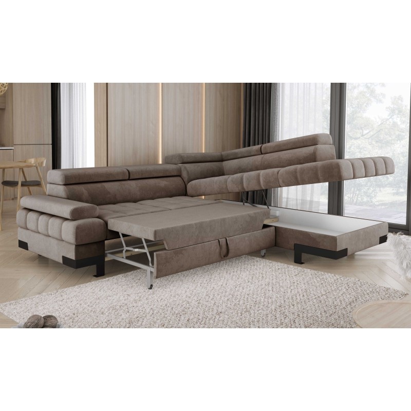 SELVA L Right-Hand Corner Sofa with Sleep Function and SALVADOR 03 Light Brown Storage Compartment - VERSAILLES Edition SELVA L Right-Hand Corner Sofa with Sleep Function and SALVADOR 03 Light Brown Storage Compartment - VERSAILLES Edition