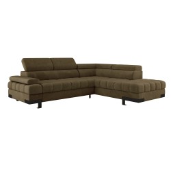 SELVA L Right-Handed Corner Sofa with Sleep Function and SALVADOR 10 Olive Storage Compartment - VERSAILLES Edition