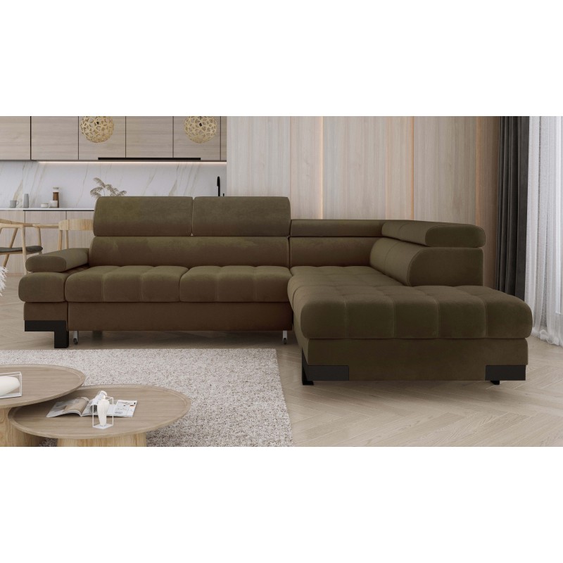 SELVA L Right-Handed Corner Sofa with Sleep Function and SALVADOR 10 Olive Storage Compartment - VERSAILLES Edition SELVA L Right-Handed Corner Sofa with Sleep Function and SALVADOR 10 Olive Storage Compartment - VERSAILLES Edition