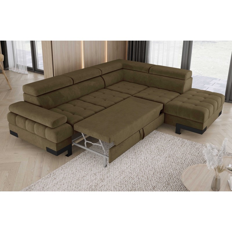 SELVA L Right-Handed Corner Sofa with Sleep Function and SALVADOR 10 Olive Storage Compartment - VERSAILLES Edition SELVA L Right-Handed Corner Sofa with Sleep Function and SALVADOR 10 Olive Storage Compartment - VERSAILLES Edition