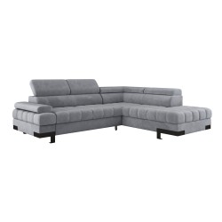 SELVA L Right-Hand Corner Sofa with Sleep Function and SALVADOR 14 Light Grey Storage Unit WERSAL