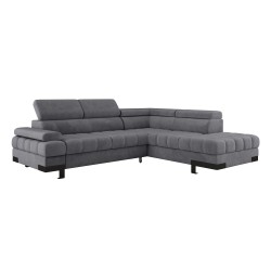 SELVA L Right-Hand Corner Sofa with Sleeping Function and SALVADOR 15 Grey Storage Compartment by VERSAL