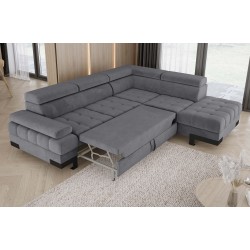SELVA L Right-Hand Corner Sofa with Sleeping Function and SALVADOR 15 Grey Storage Compartment by VERSAL SELVA L Right-Hand Corner Sofa with Sleeping Function and SALVADOR 15 Grey Storage Compartment by VERSAL