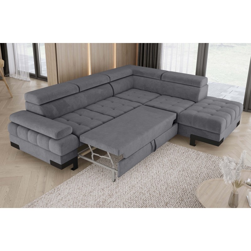 SELVA L Right-Hand Corner Sofa with Sleeping Function and SALVADOR 15 Grey Storage Compartment by VERSAL SELVA L Right-Hand Corner Sofa with Sleeping Function and SALVADOR 15 Grey Storage Compartment by VERSAL