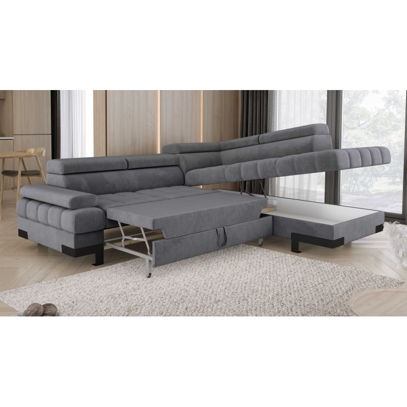 SELVA L Right-Hand Corner Sofa with Sleeping Function and SALVADOR 15 Grey Storage Compartment by VERSAL SELVA L Right-Hand Corner Sofa with Sleeping Function and SALVADOR 15 Grey Storage Compartment by VERSAL