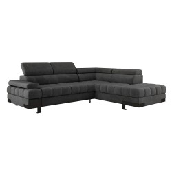 SELVA L Right-Handed Corner Sofa with Sleeping Function and SALVADOR 16 Dark Grey Storage Unit WERSAL