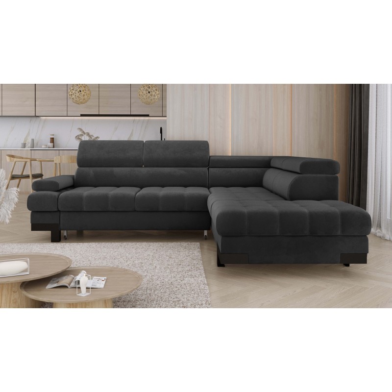 SELVA L Right-Handed Corner Sofa with Sleeping Function and SALVADOR 16 Dark Grey Storage Unit WERSAL SELVA L Right-Handed Corner Sofa with Sleeping Function and SALVADOR 16 Dark Grey Storage Unit WERSAL