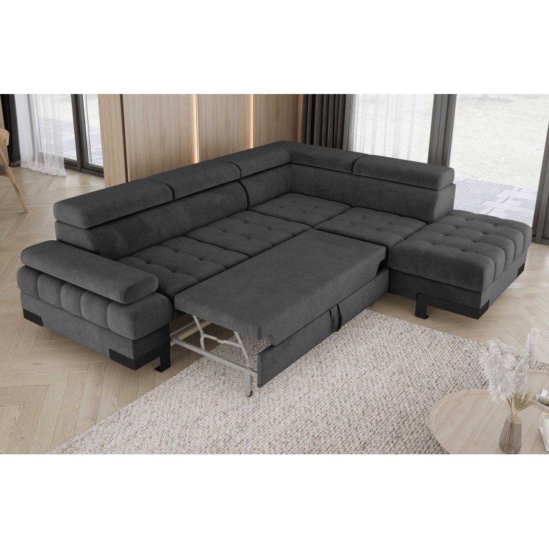 SELVA L Right-Handed Corner Sofa with Sleeping Function and SALVADOR 16 Dark Grey Storage Unit WERSAL SELVA L Right-Handed Corner Sofa with Sleeping Function and SALVADOR 16 Dark Grey Storage Unit WERSAL