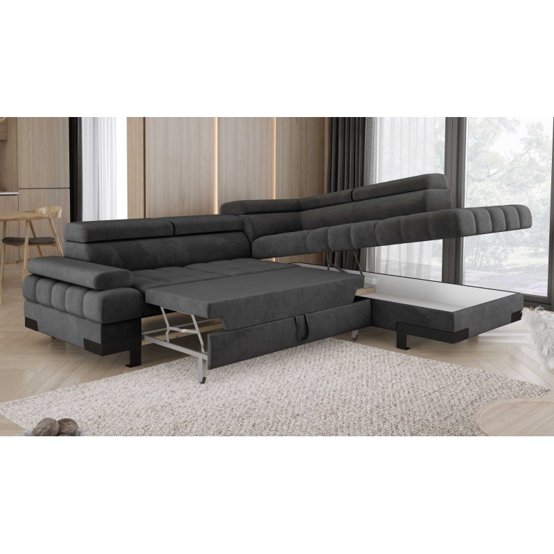 SELVA L Right-Handed Corner Sofa with Sleeping Function and SALVADOR 16 Dark Grey Storage Unit WERSAL SELVA L Right-Handed Corner Sofa with Sleeping Function and SALVADOR 16 Dark Grey Storage Unit WERSAL