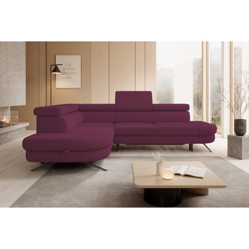 OTIS L Left-Facing Corner Sofa with Adjustable Headrests, Free-Standing in AURORA 09 Fabric VERSAILLES OTIS L Left-Facing Corner Sofa with Adjustable Headrests, Free-Standing in AURORA 09 Fabric VERSAILLES