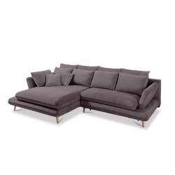 MONTE Left-Handed Corner Sofa with Sleep Function, Storage and Cushions, Sorriso 03 in Dark Grey WERSAL