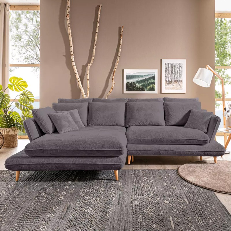 MONTE Left-Handed Corner Sofa with Sleep Function, Storage and Cushions, Sorriso 03 in Dark Grey WERSAL MONTE Left-Handed Corner Sofa with Sleep Function, Storage and Cushions, Sorriso 03 in Dark Grey WERSAL