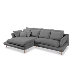 MONTE Left-Handed Corner Sofa with Sleeping Function, Storage Compartment and Cushions, Sorriso 04 Grey VERSAILLES