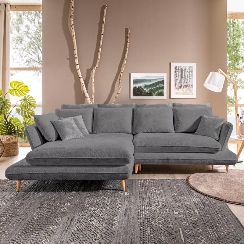 MONTE Left-Handed Corner Sofa with Sleeping Function, Storage Compartment and Cushions, Sorriso 04 Grey VERSAILLES MONTE Left-Handed Corner Sofa with Sleeping Function, Storage Compartment and Cushions, Sorriso 04 Grey VERSAILLES