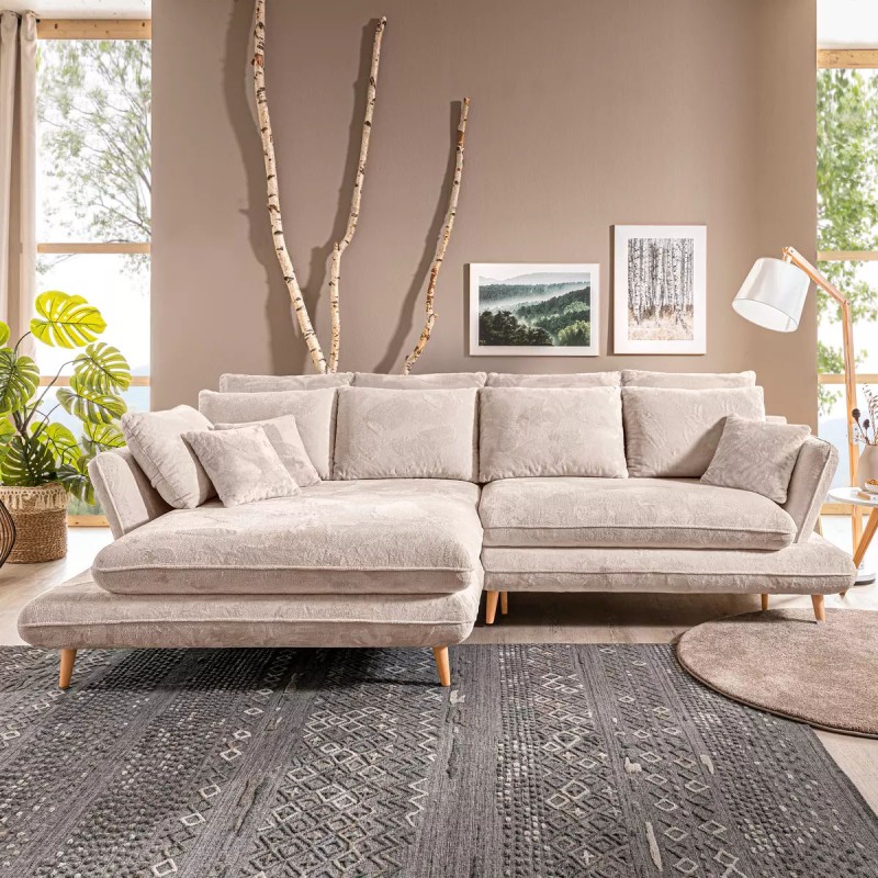 MONTE Left-Handed Corner Sofa with Sleeping Function, Storage Compartment and Cushions, Sorriso 06 Cream VERSAILLES MONTE Left-Handed Corner Sofa with Sleeping Function, Storage Compartment and Cushions, Sorriso 06 Cream VERSAILLES