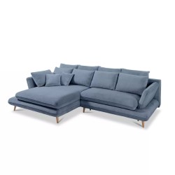MONTE Left-Hand Corner Sofa with Sleep Function, Storage and Pillows, Sorriso 07 Light Blue VERSAILLES