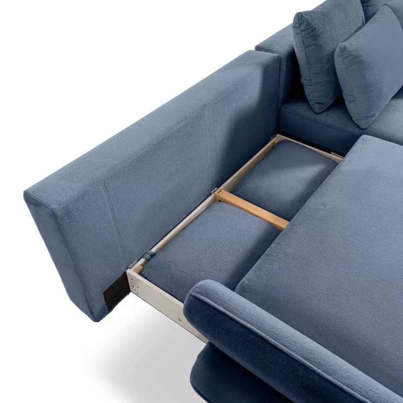 MONTE Left-Hand Corner Sofa with Sleep Function, Storage and Pillows, Sorriso 07 Light Blue VERSAILLES MONTE Left-Hand Corner Sofa with Sleep Function, Storage and Pillows, Sorriso 07 Light Blue VERSAILLES