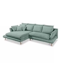 MONTE Left-Hand Corner Sofa with Sleep Function, Storage and Pillows, Sorriso 08 Mint WERSAL
