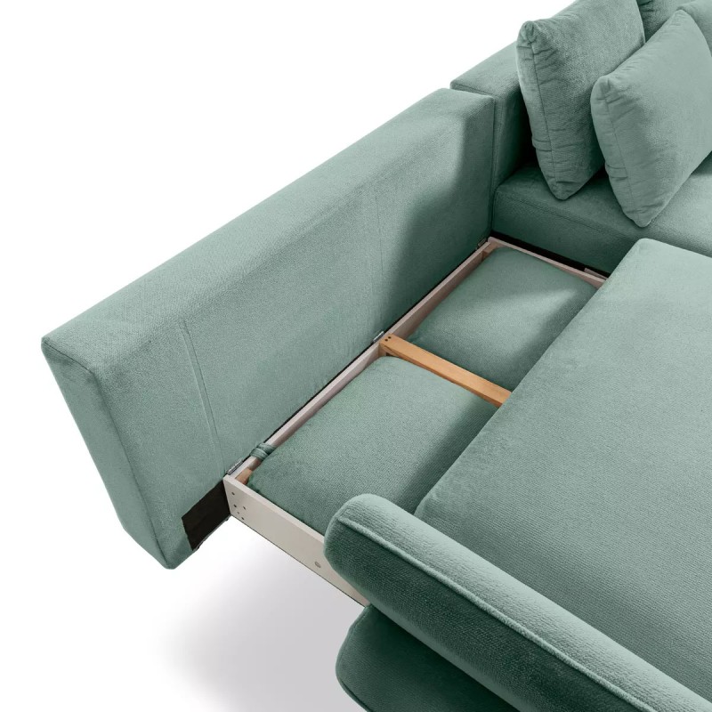 MONTE Left-Hand Corner Sofa with Sleep Function, Storage and Pillows, Sorriso 08 Mint WERSAL MONTE Left-Hand Corner Sofa with Sleep Function, Storage and Pillows, Sorriso 08 Mint WERSAL