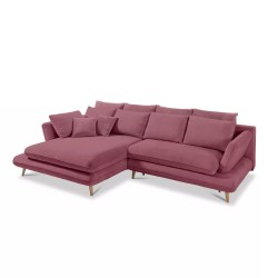 MONTE Left-Hand Corner Sofa with Sleep Function, Storage Compartment and Pillows, Sorriso 10 in Burgundy by WERSAL