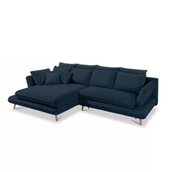MONTE Left-Handed Corner Sofa with Sleeping Function, Storage and Pillows, Sorriso 13 Blue VERSAILLES