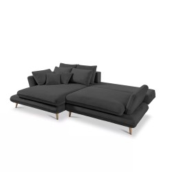 MONTE Left-Handed Corner Sofa with Sleep Function, Storage and Cushions, Sorriso 20 Dark Grey VERSAILLES MONTE Left-Handed Corner Sofa with Sleep Function, Storage and Cushions, Sorriso 20 Dark Grey VERSAILLES