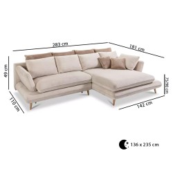 MONTE Right-Handed Corner Sofa with Sleeping Function, Storage, and Cushions, Sorriso 03 in Warm Grey WERSAL Edition MONTE Right-Handed Corner Sofa with Sleeping Function, Storage, and Cushions, Sorriso 03 in Warm Grey WERSAL Edition
